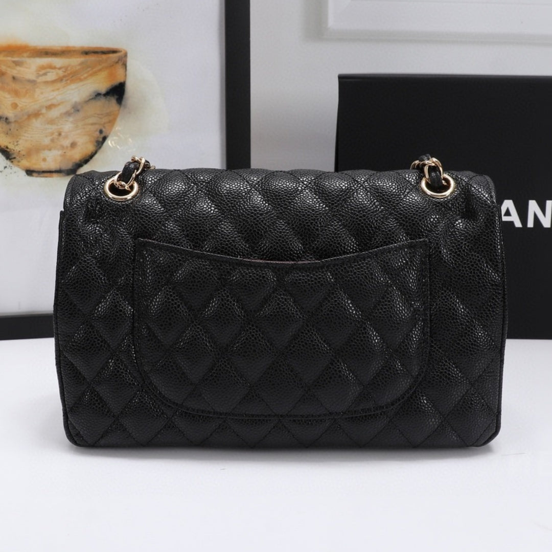 Bolsa CHN Classica detalhes Preto com Dourado 25cm