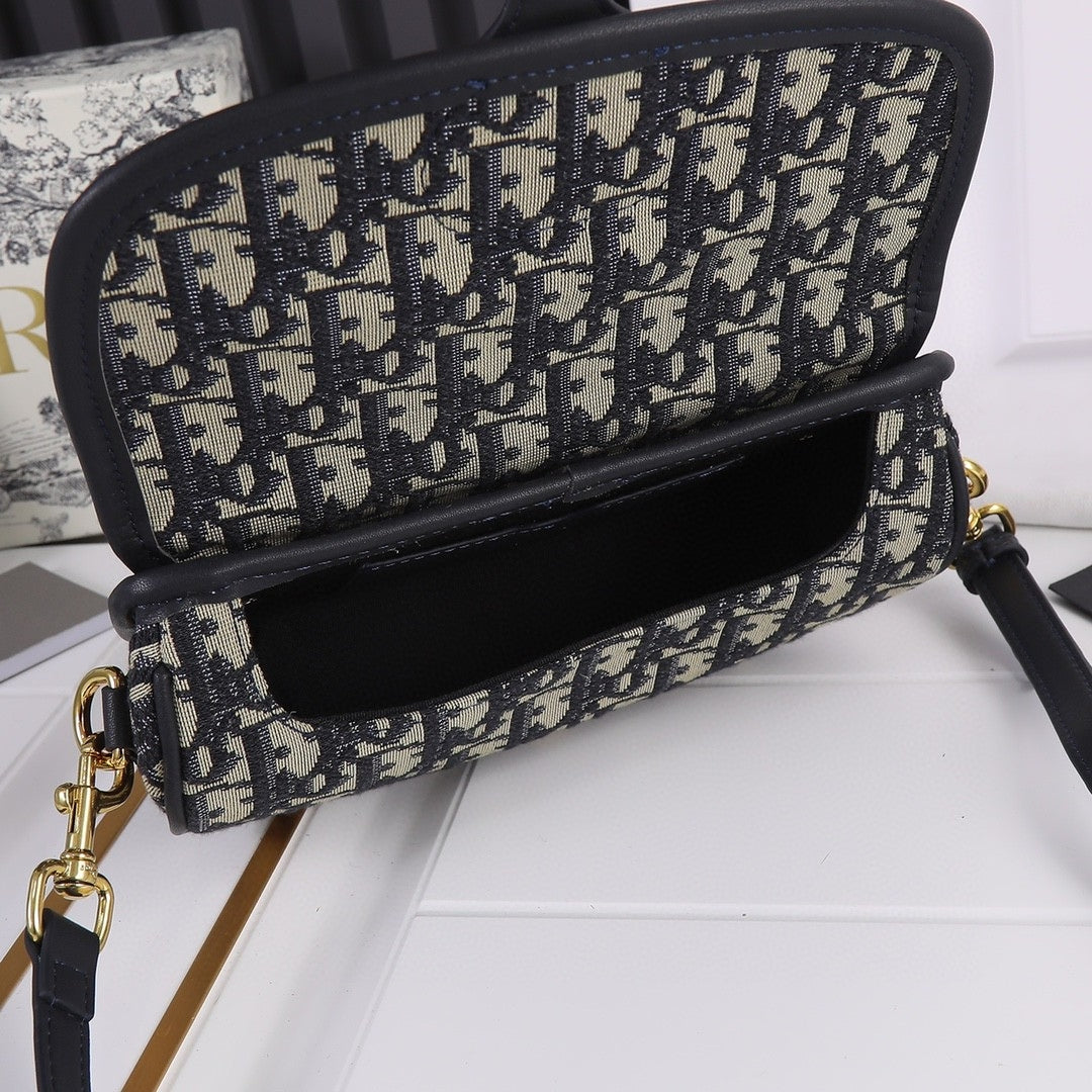 Bolsa Dio Bobby West-East Pequena Canvas Azul Escuro 22cm