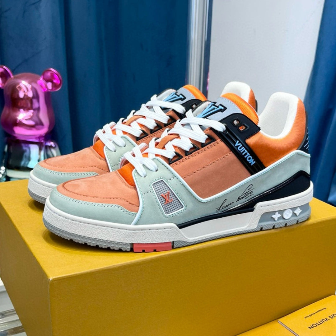 Tênis LV Trainer Cinza e Laranja