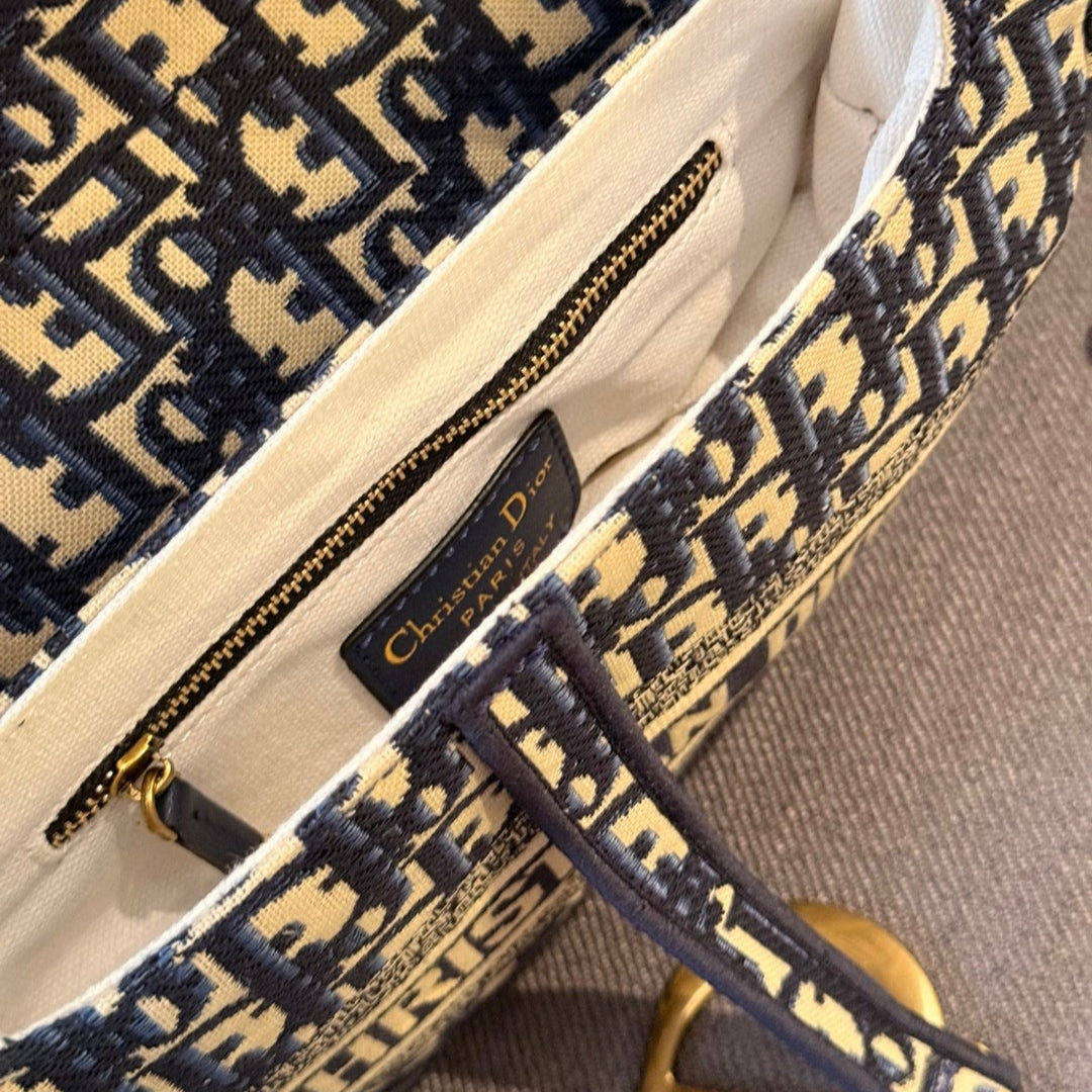 Bolsa Dio Saddle Pequena Canzas Oblique Azul 25cm