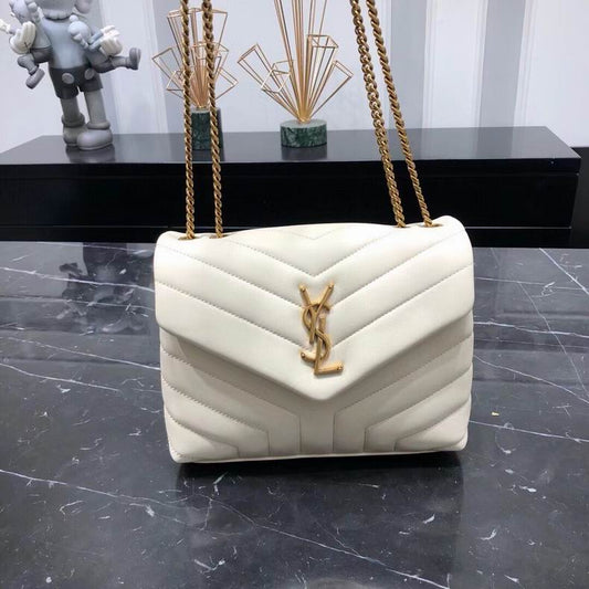 Bolsa YSL Lou Lou Média Branco Couro 23cm