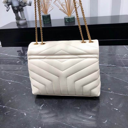 Bolsa YSL Lou Lou Média Branco Couro 23cm