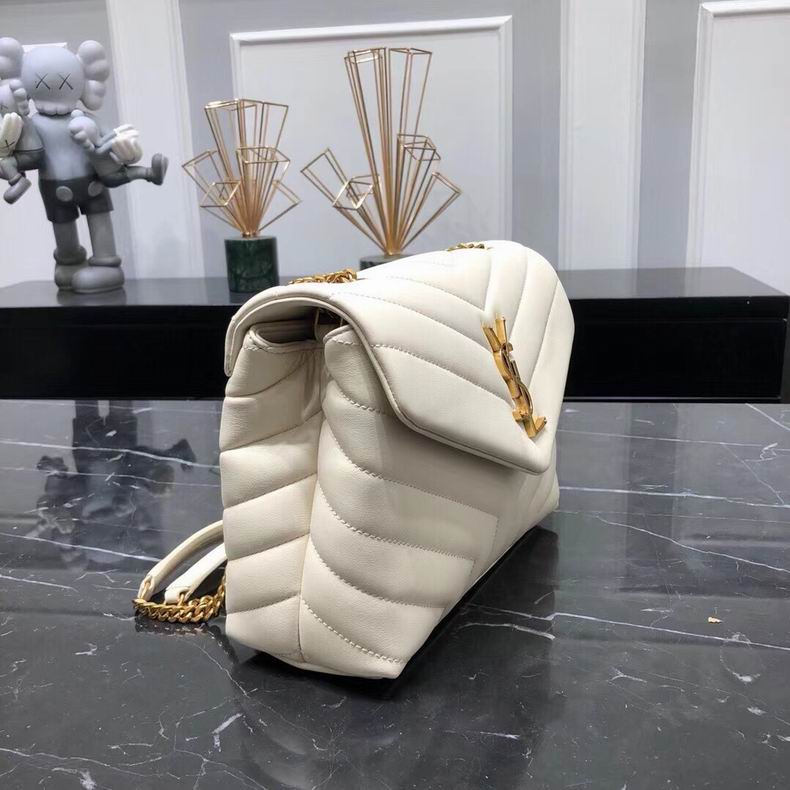 Bolsa YSL Lou Lou Média Branco Couro 23cm