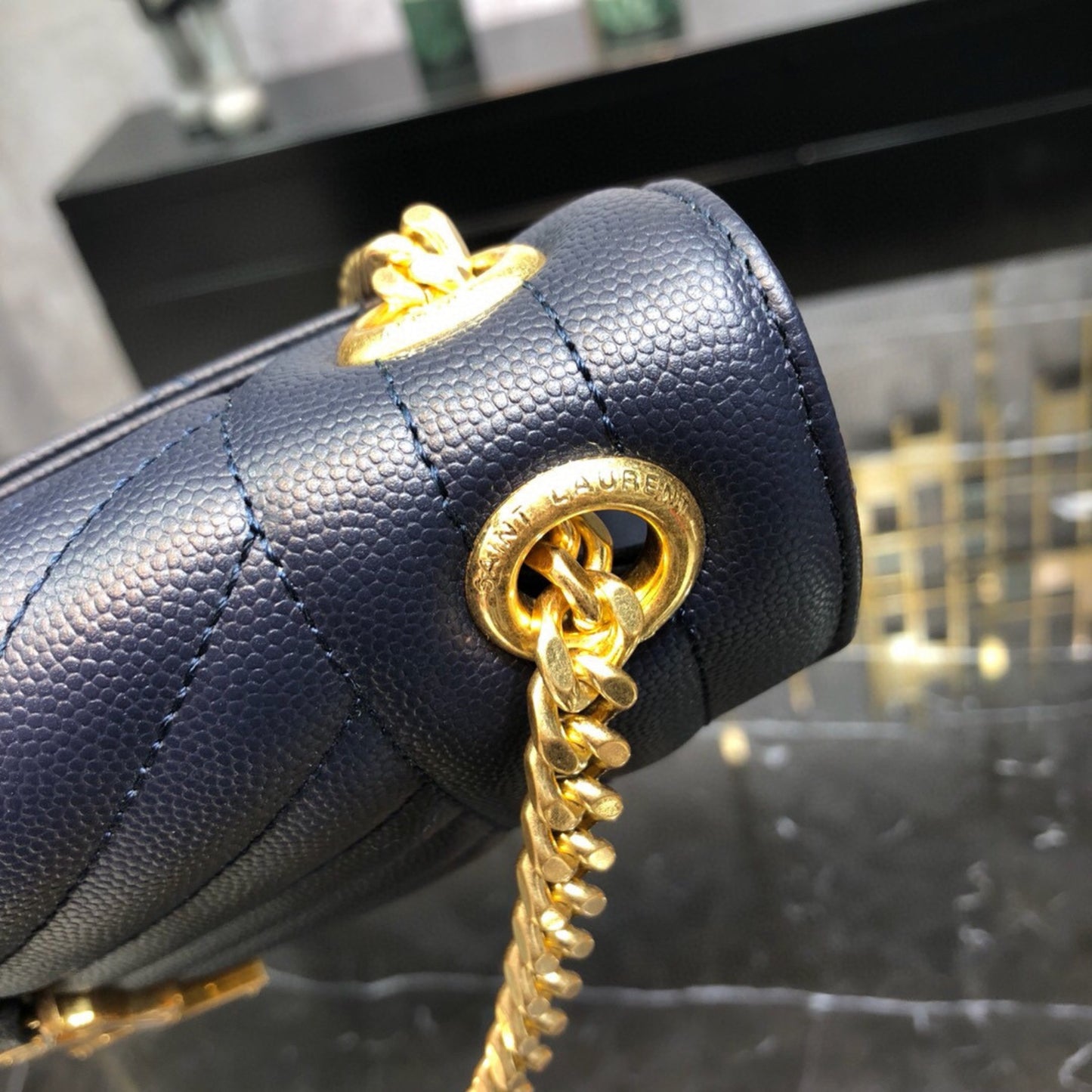 Bolsa YSL tiracolo Envelope Média Azul 24cm