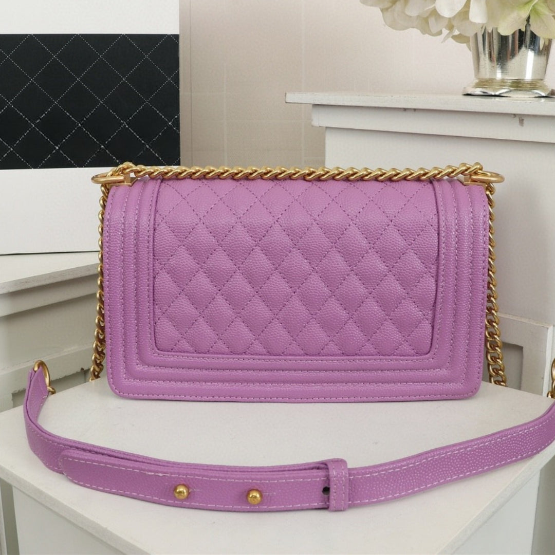 Bolsa CHN Boy Roxo claro com Dourado 25cm