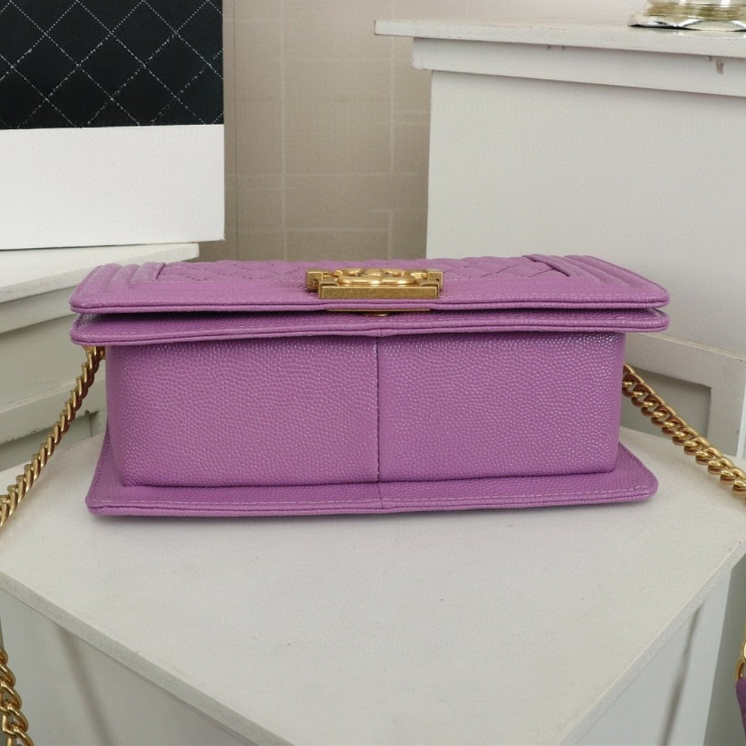 Bolsa CHN Boy Roxo claro com Dourado 25cm