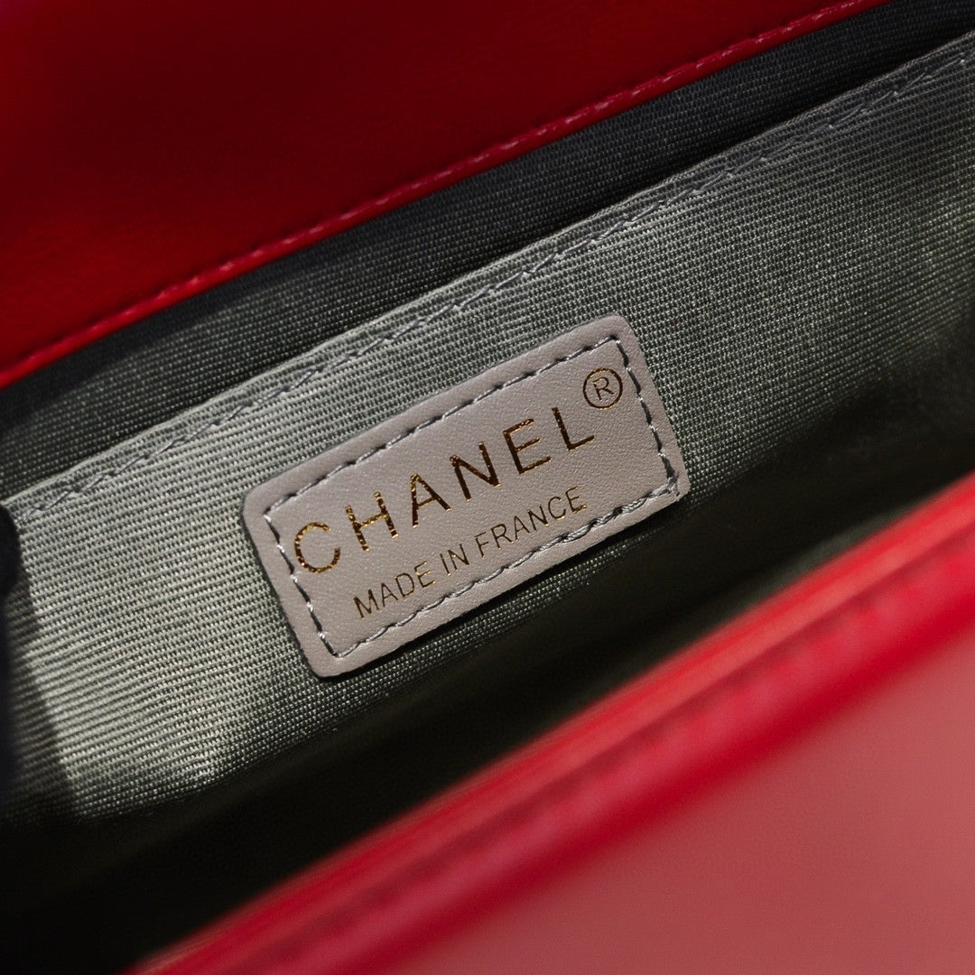 Bolsa CHN Boy Vermelho com Dourado 25cm