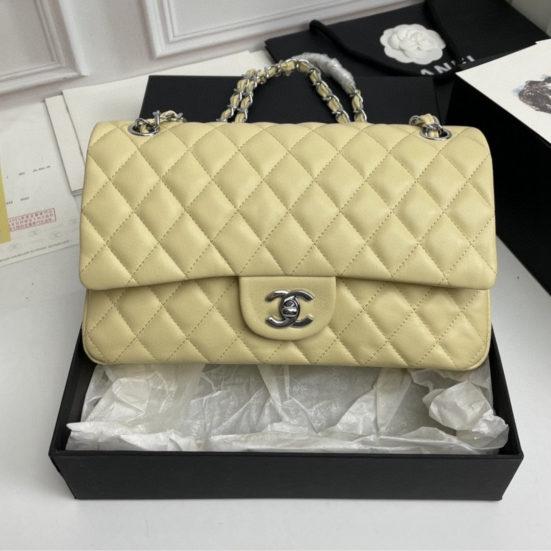 Bolsa CHN Classica Amarelo Claro com Prata 25cm