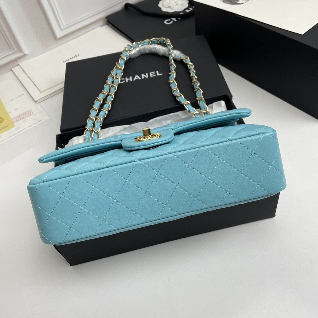 Bolsa CHN Classica Azul claro com Dourado 25cm