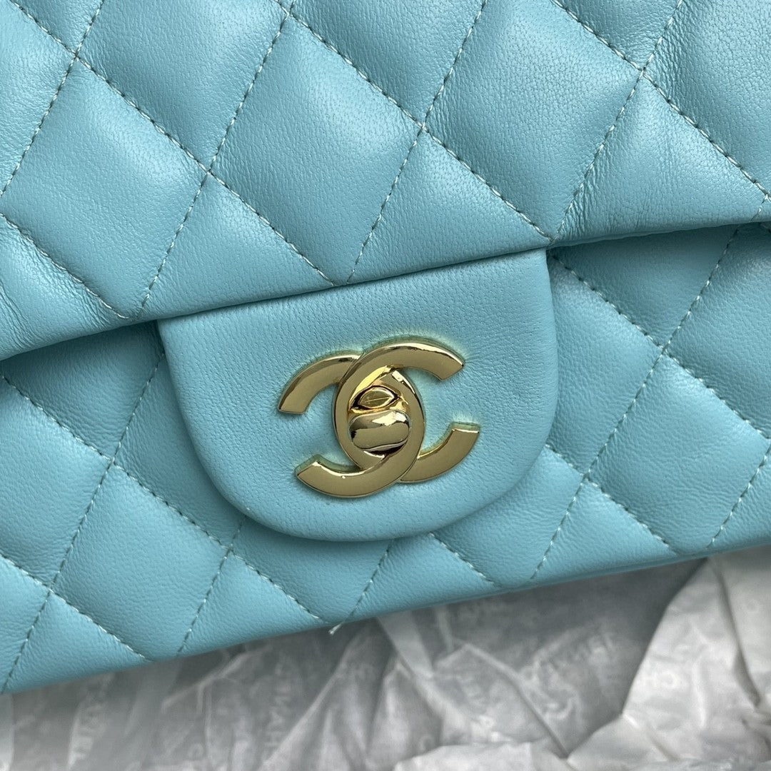 Bolsa CHN Classica Azul claro com Dourado 25cm