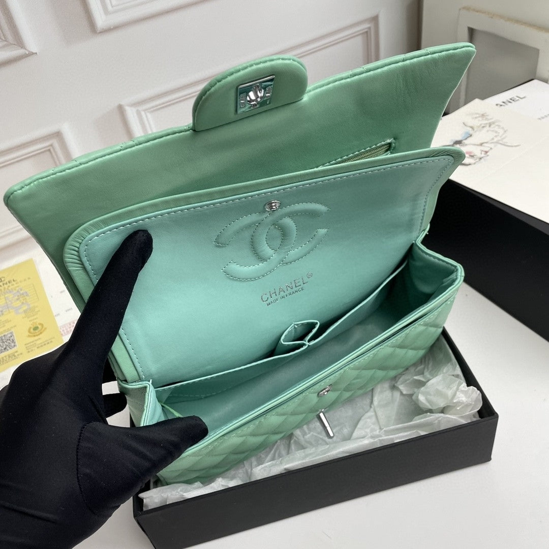 Bolsa CHN Classica Verde Claro com Prata 25cm