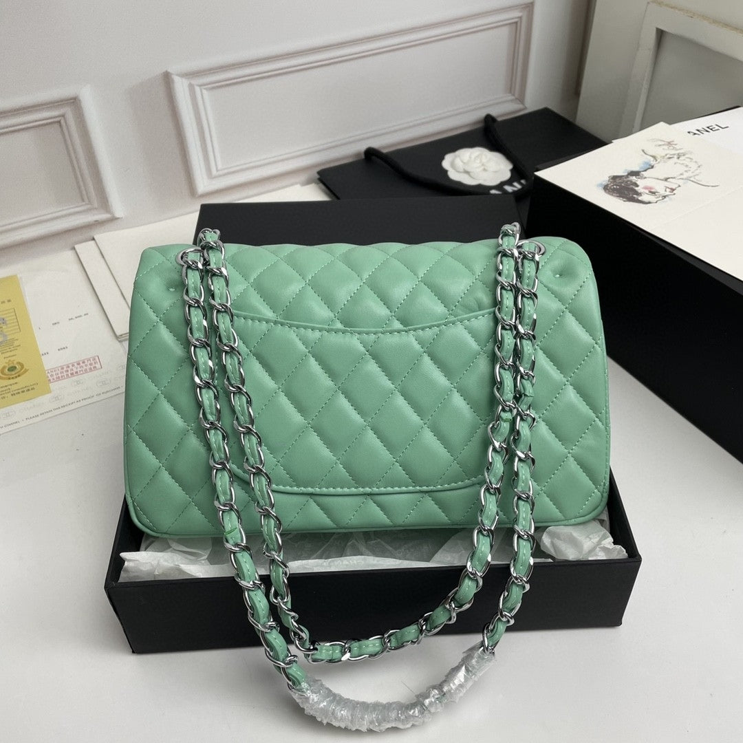 Bolsa CHN Classica Verde Claro com Prata 25cm