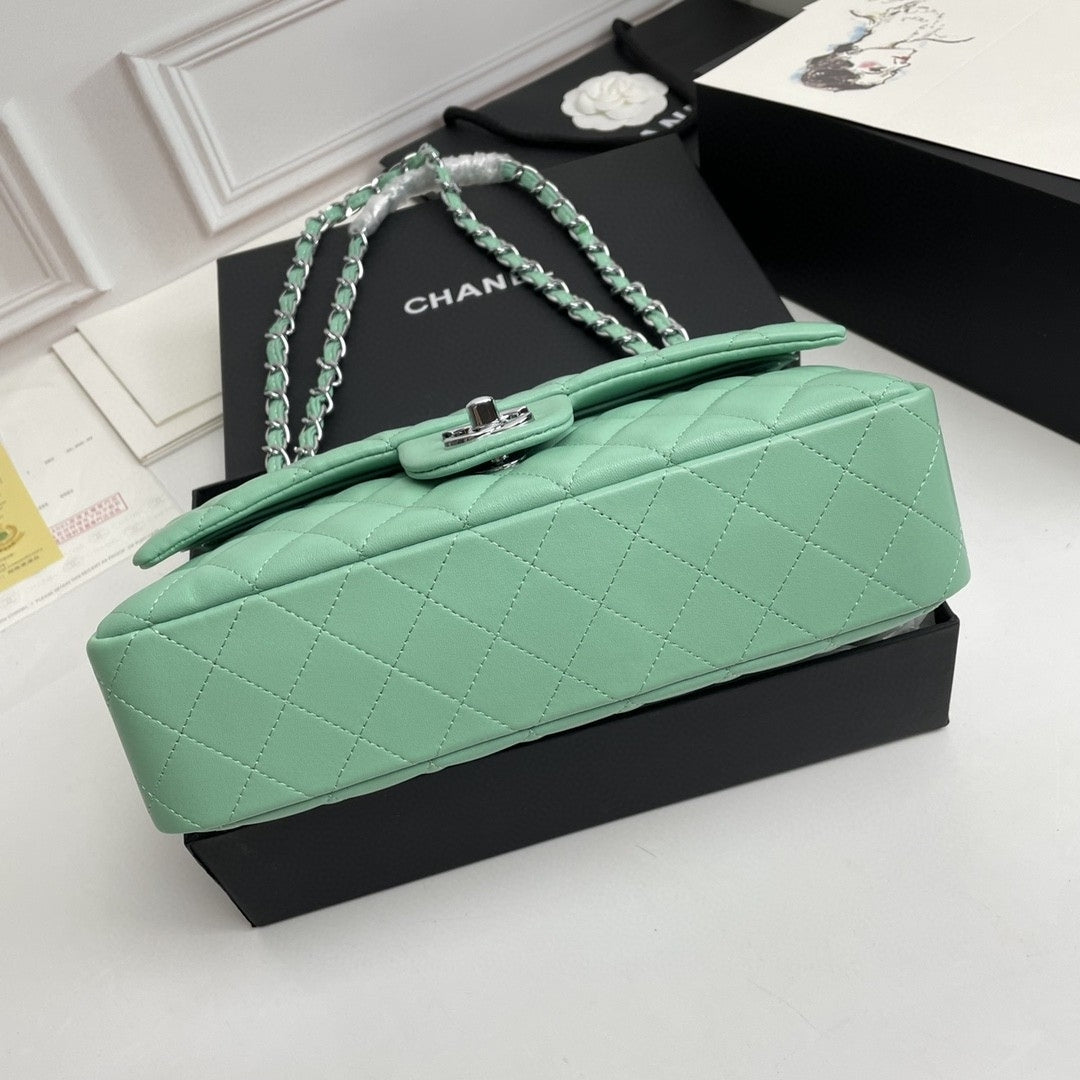 Bolsa CHN Classica Verde Claro com Prata 25cm