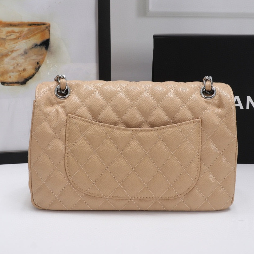 Bolsa CHN Classica detalhes Bege com prata 25cm