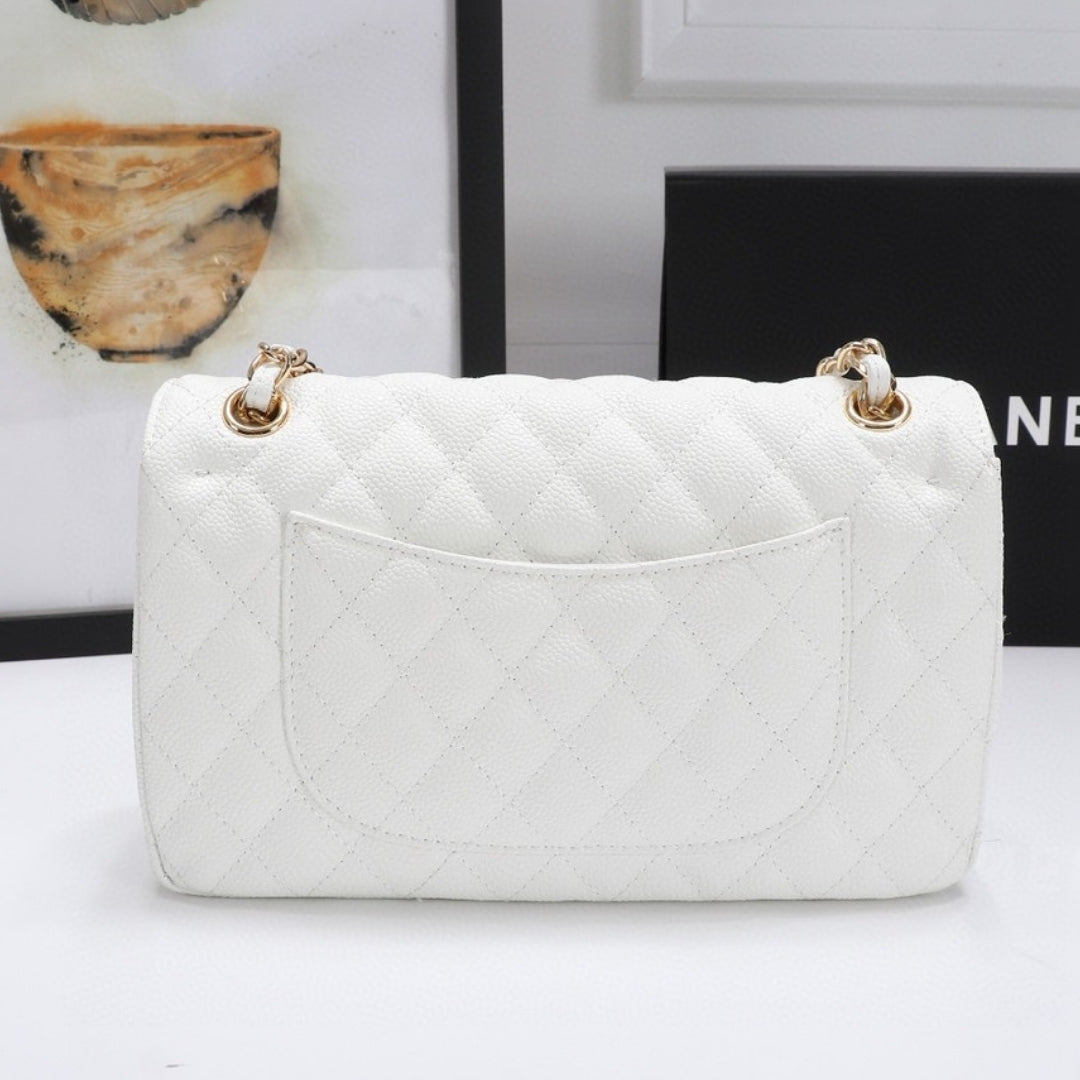 Bolsa CHN Classica detalhes Branco com Dourado 25cm