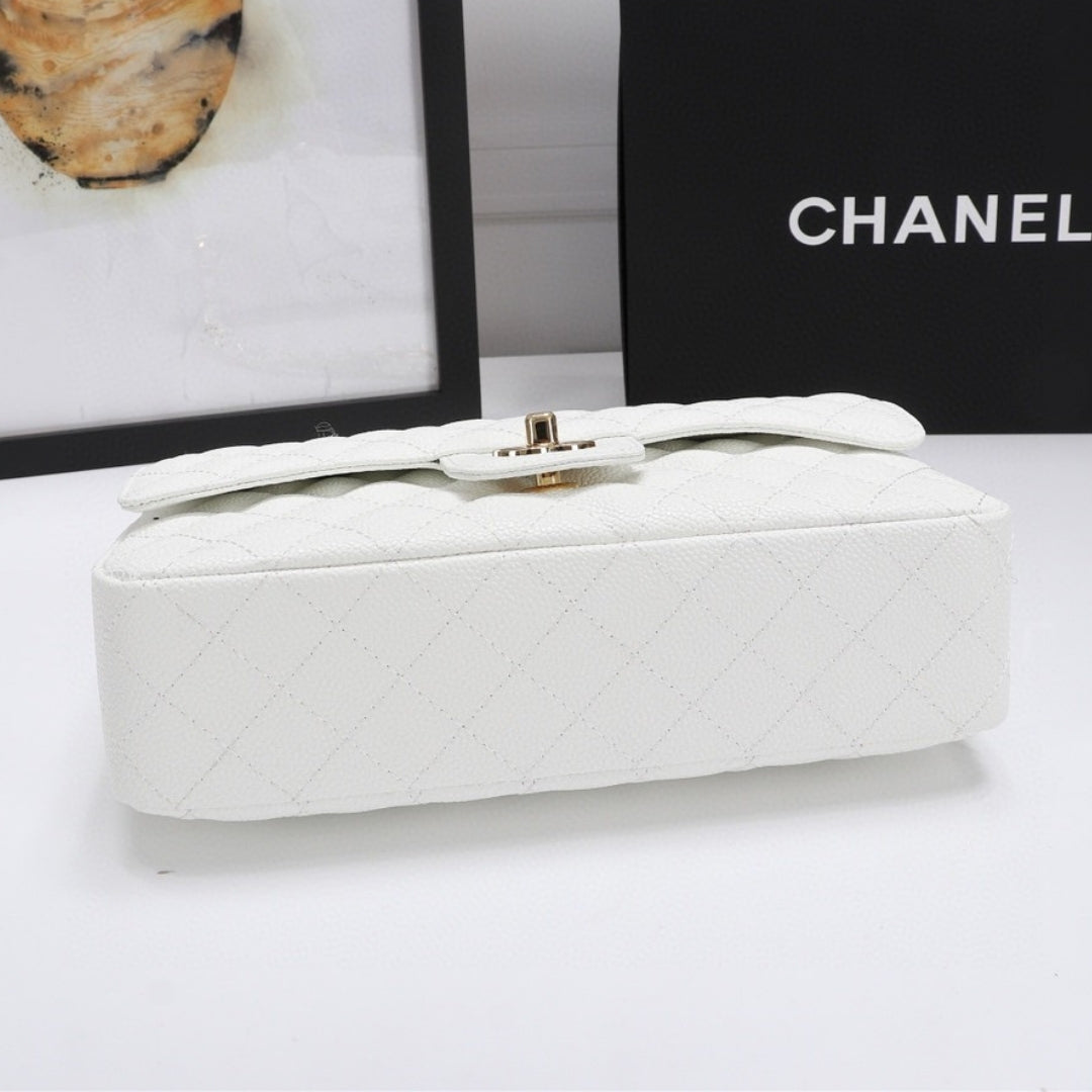 Bolsa CHN Classica detalhes Branco com Dourado 25cm