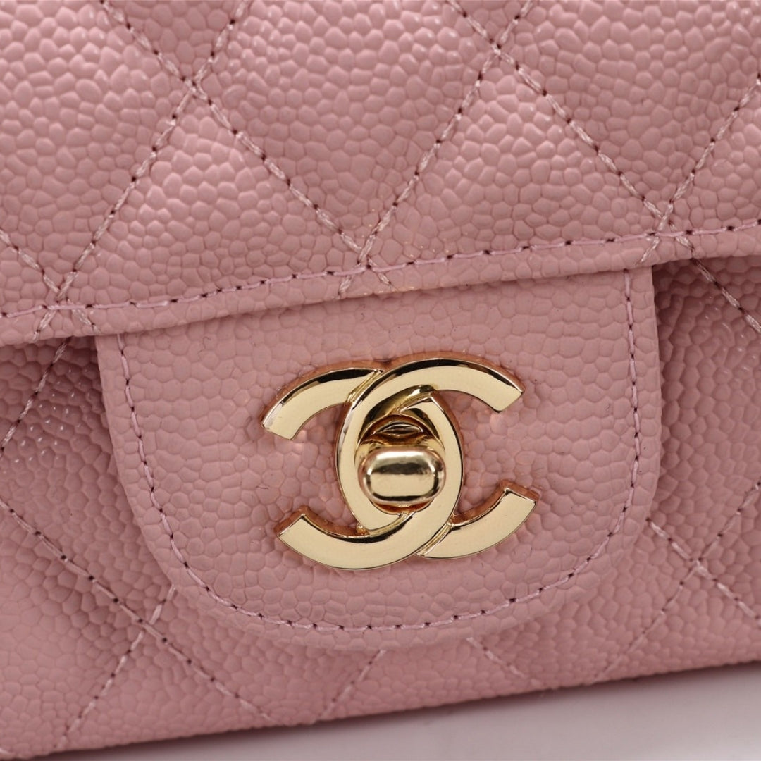 Bolsa CHN Classica detalhes Rosa com Dourado 25cm