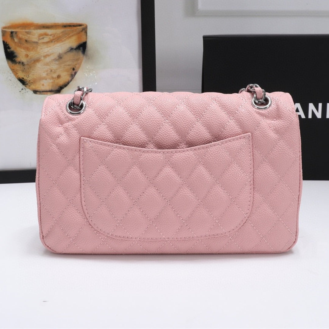 Bolsa CHN Classica detalhes Rosa com prata 25cm