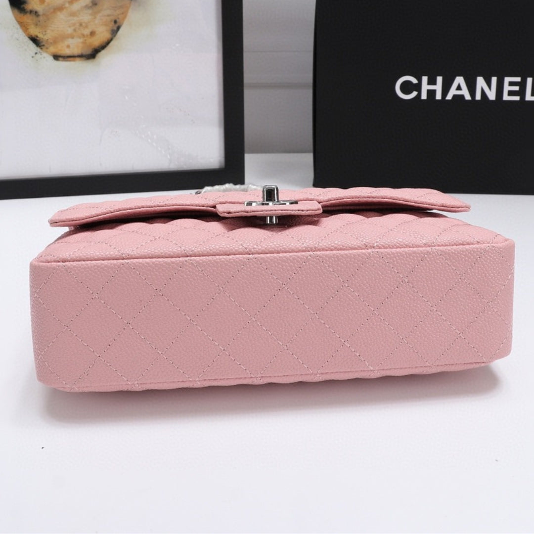 Bolsa CHN Classica detalhes Rosa com prata 25cm