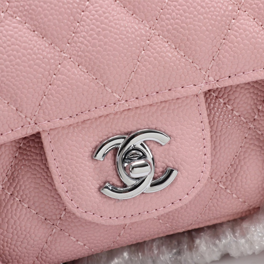 Bolsa CHN Classica detalhes Rosa com prata 25cm
