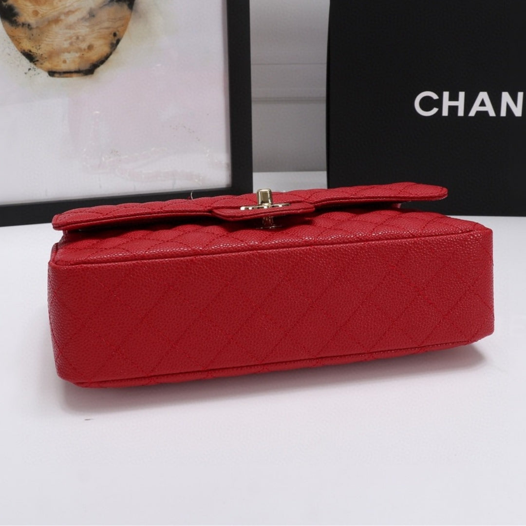 Bolsa CHN Classica detalhes Vermelho com Dourado 25cm