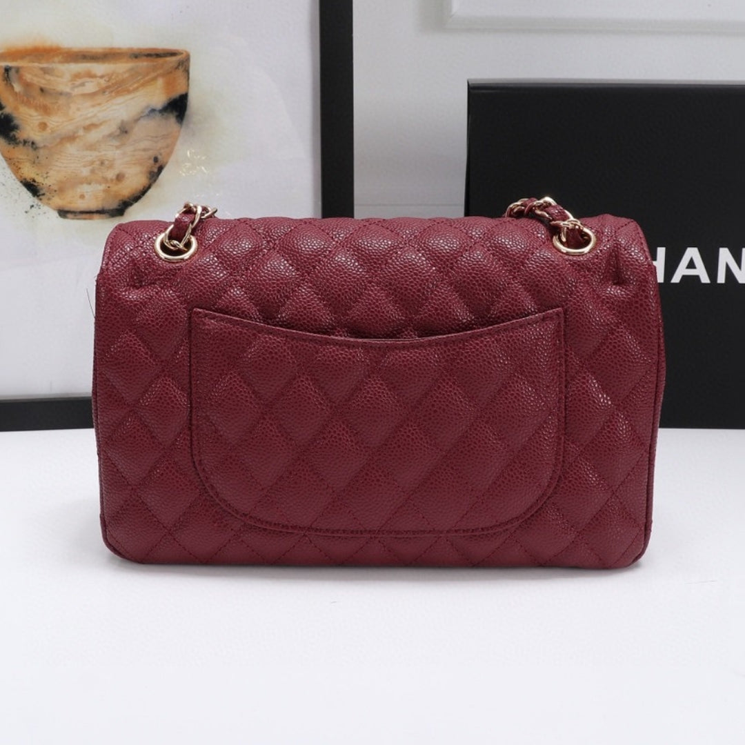 Bolsa CHN Classica detalhes Vinho com Dourado 25cm
