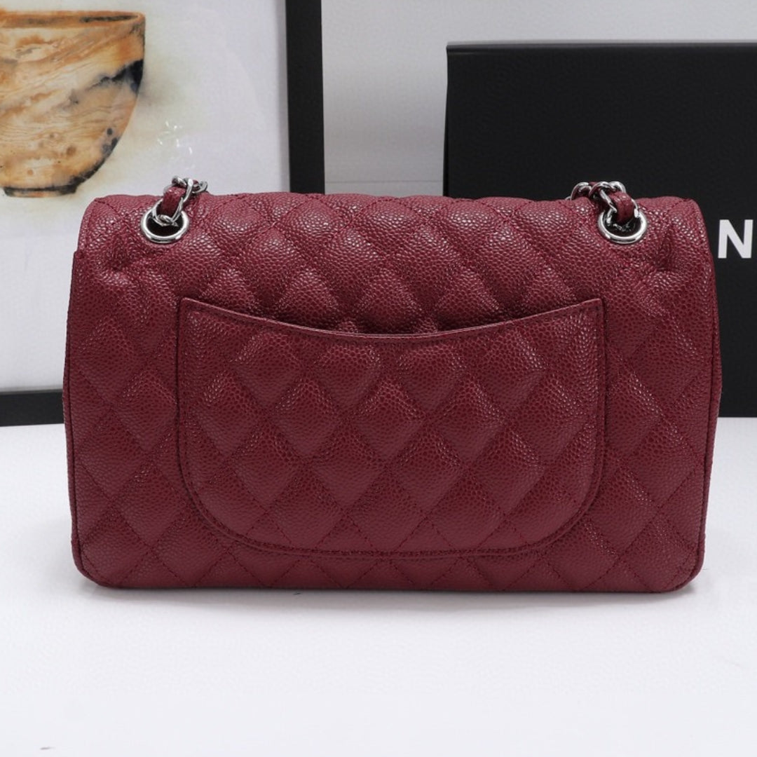 Bolsa CHN Classica detalhes Vinho com prata 25cm