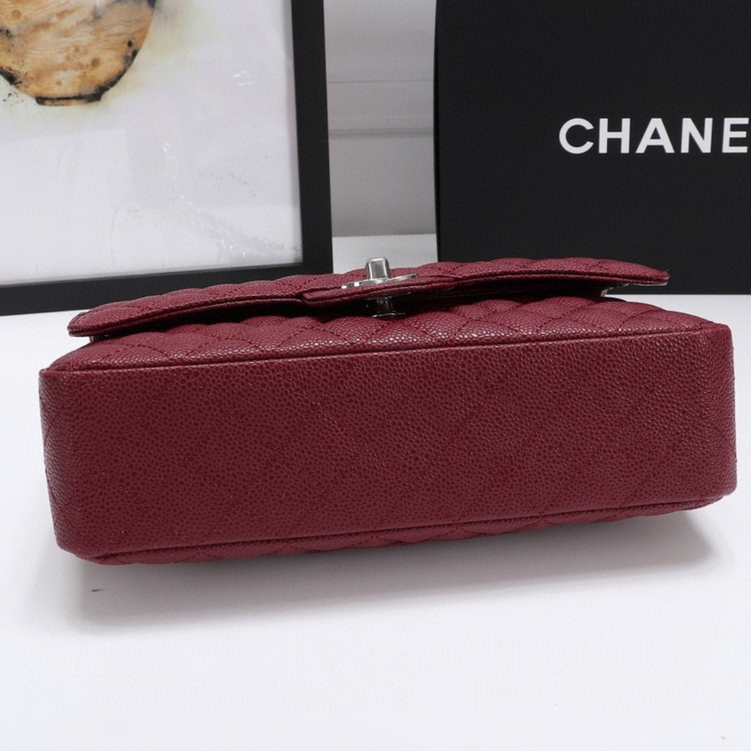 Bolsa CHN Classica detalhes Vinho com prata 25cm