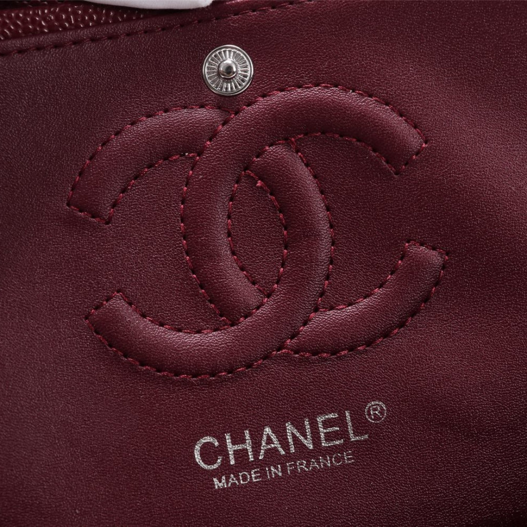 Bolsa CHN Classica detalhes Vinho com prata 25cm