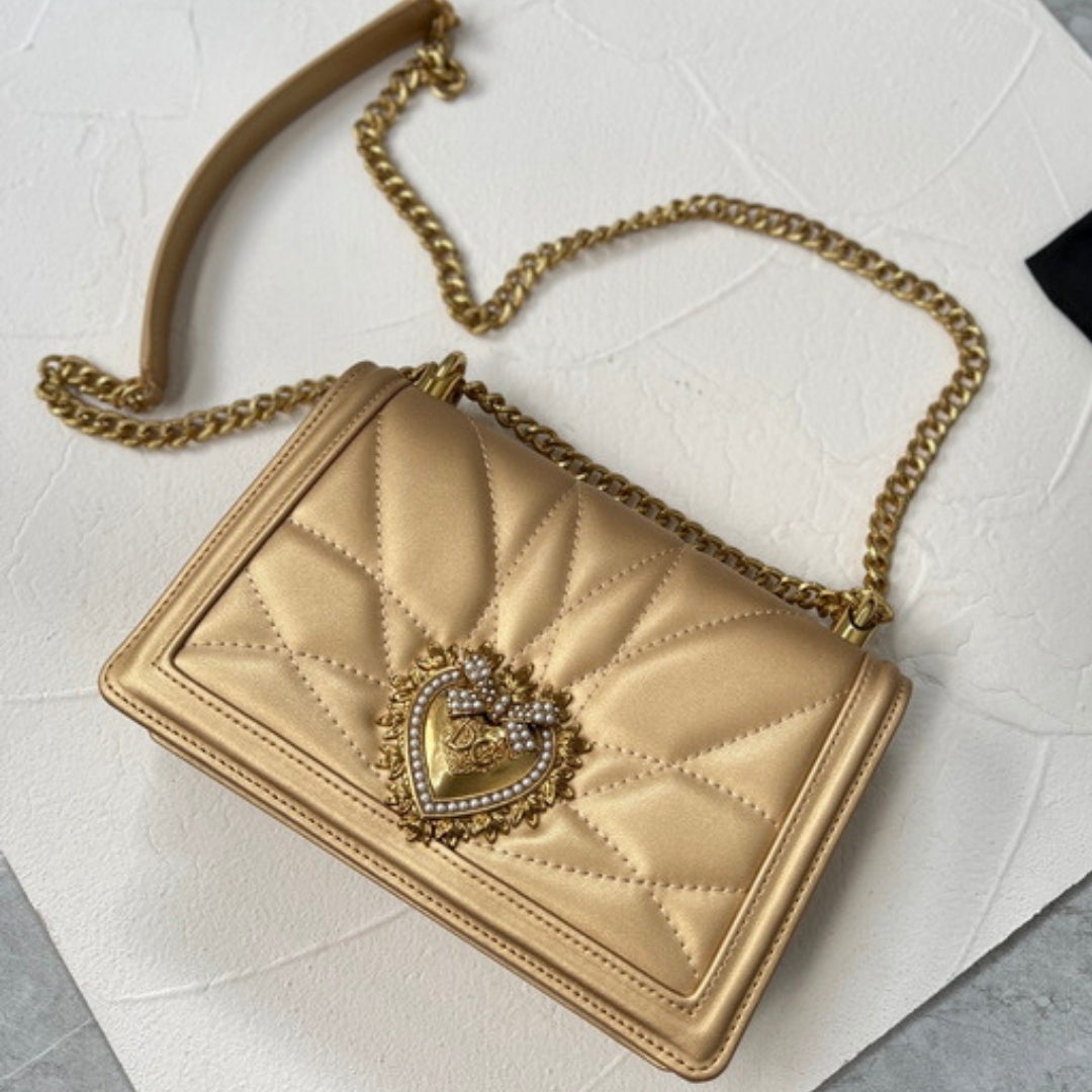 Bolsa DG Devotion Pequena Dourado 21cm