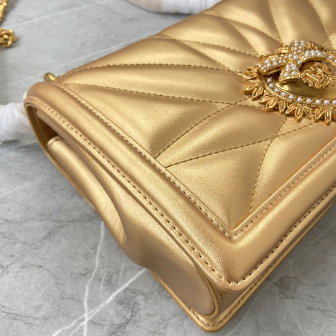 Bolsa DG Devotion Pequena Dourado 26cm