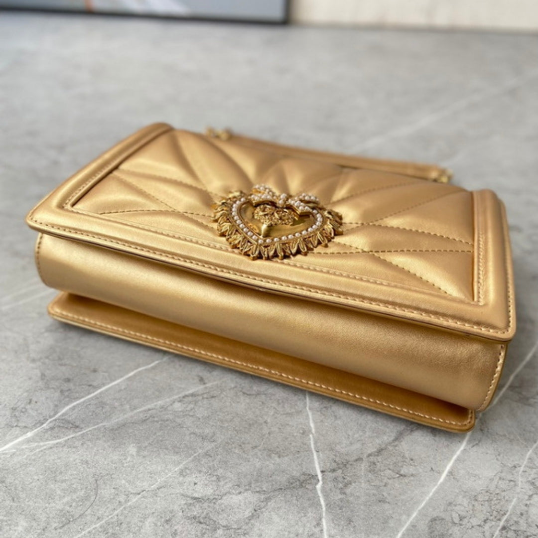 Bolsa DG Devotion Pequena Dourado 26cm