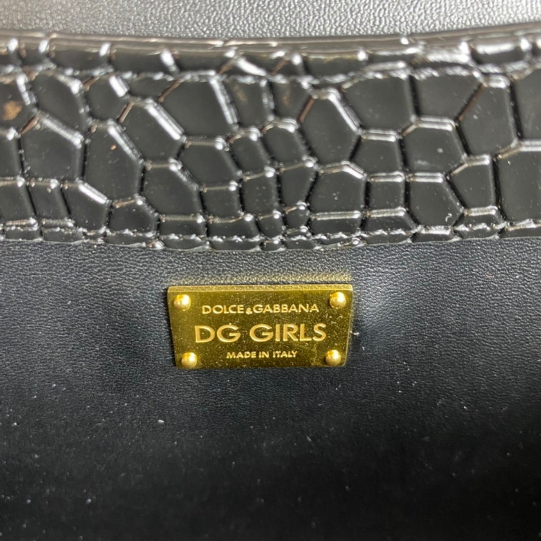 Bolsa DG tiracolo Girls Preto com detalhes 21cm