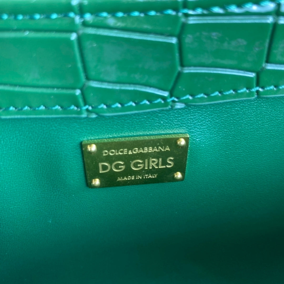 Bolsa DG tiracolo Girls Verde com detalhes 21cm