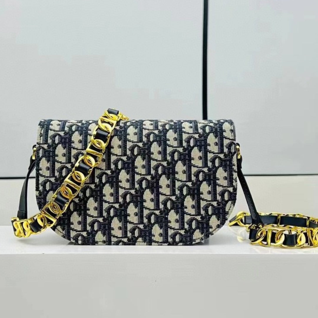 Bolsa Dio Signature Canvas Oblique Azul 19cm