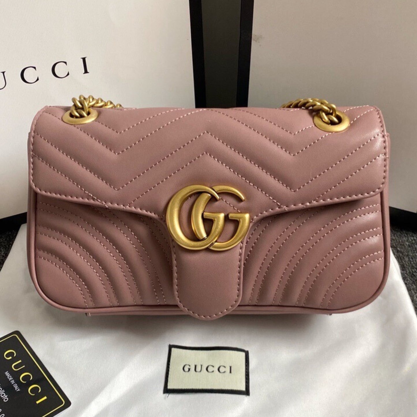 Bolsa GG Marmont Pequena Rosa empoeirado 26cm