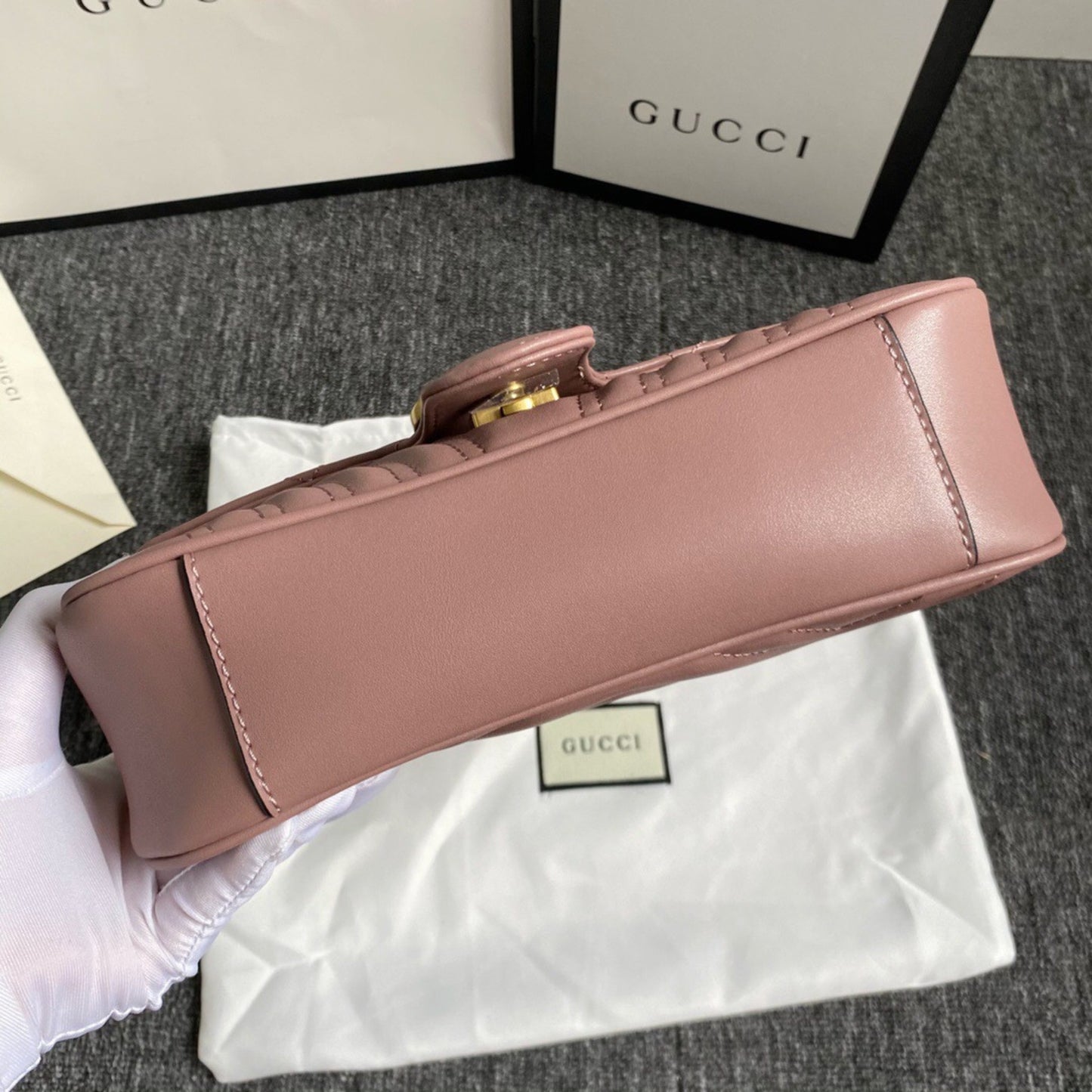 Bolsa GG Marmont Pequena Rosa empoeirado 26cm