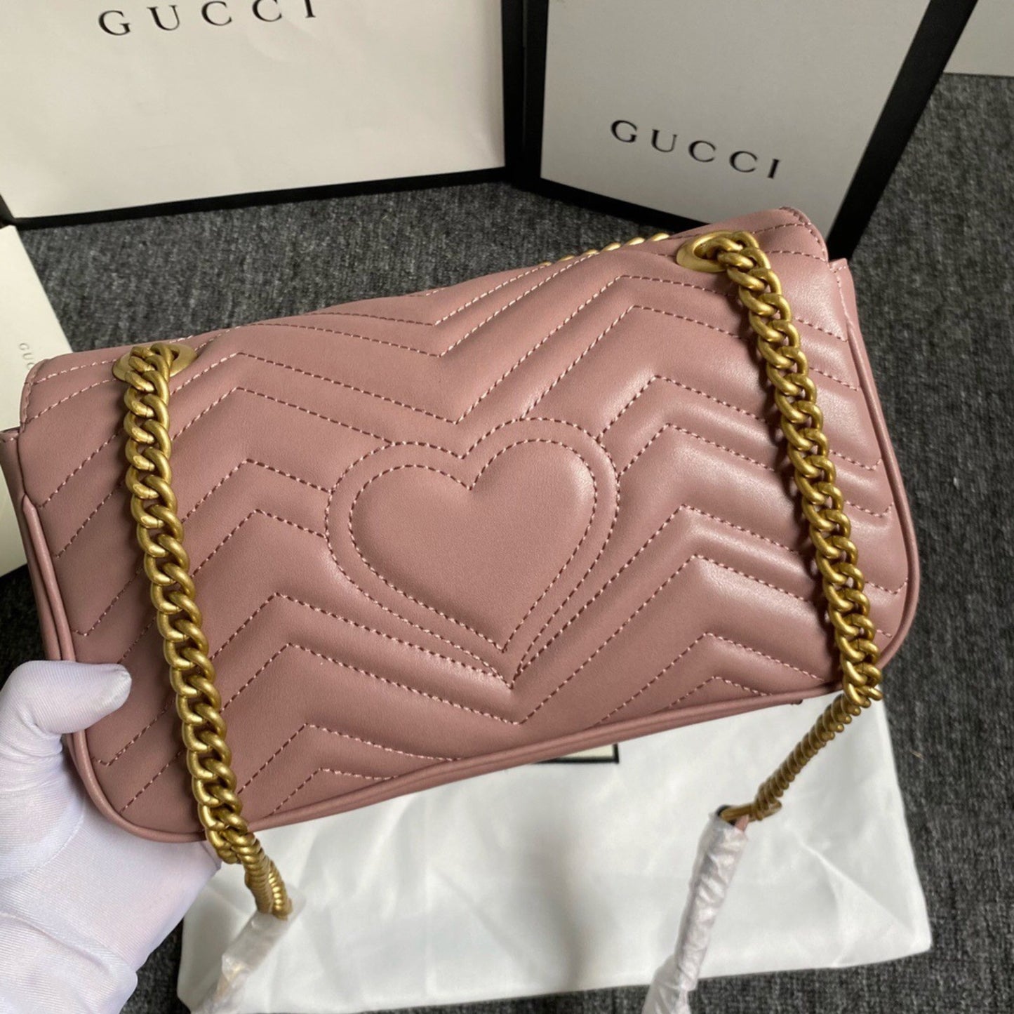 Bolsa GG Marmont Pequena Rosa empoeirado 26cm