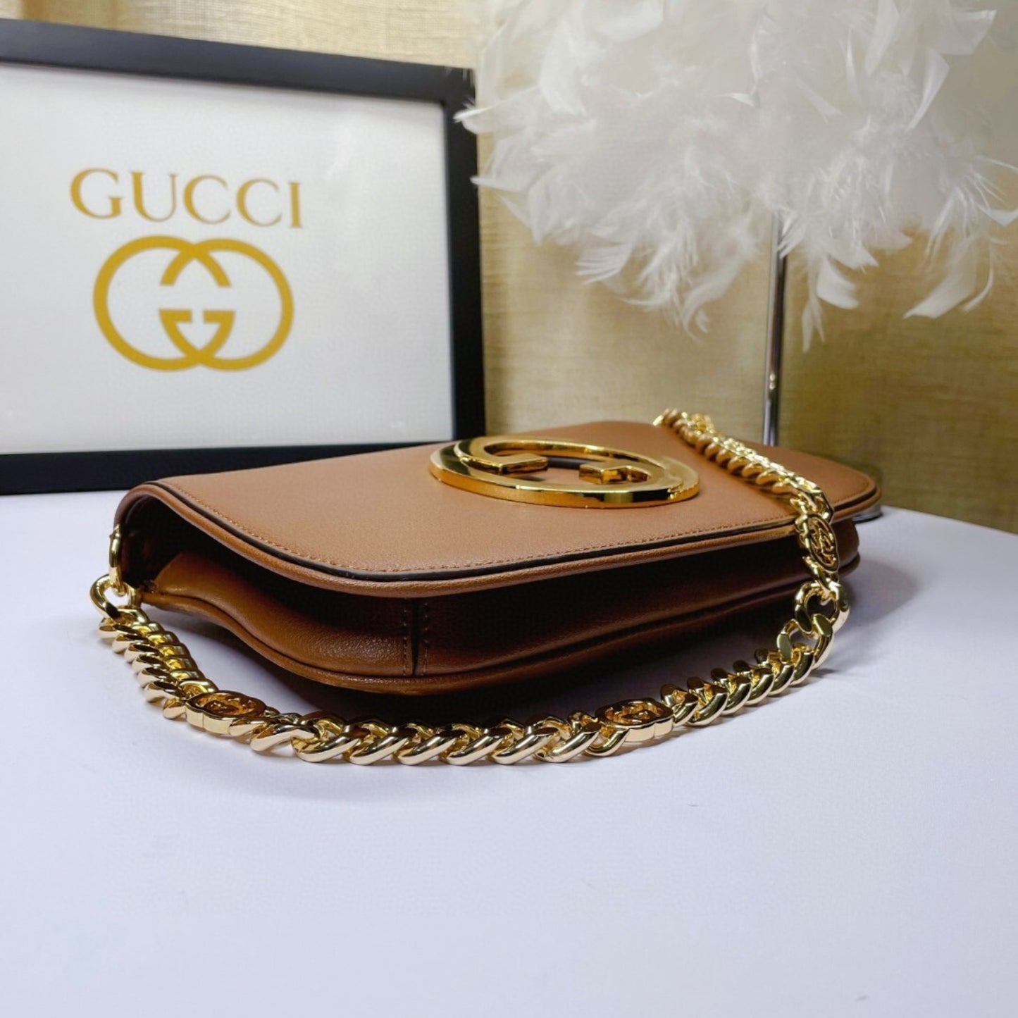 Bolsa GG Blondie Marrom logo dourado