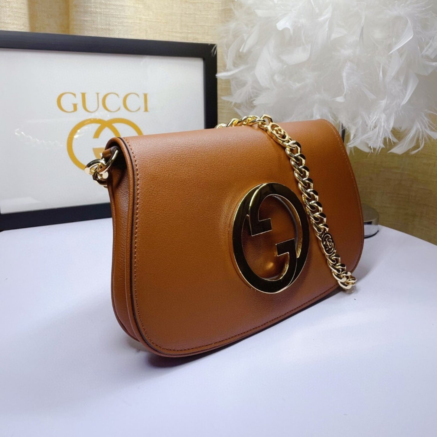 Bolsa GG Blondie Marrom logo dourado