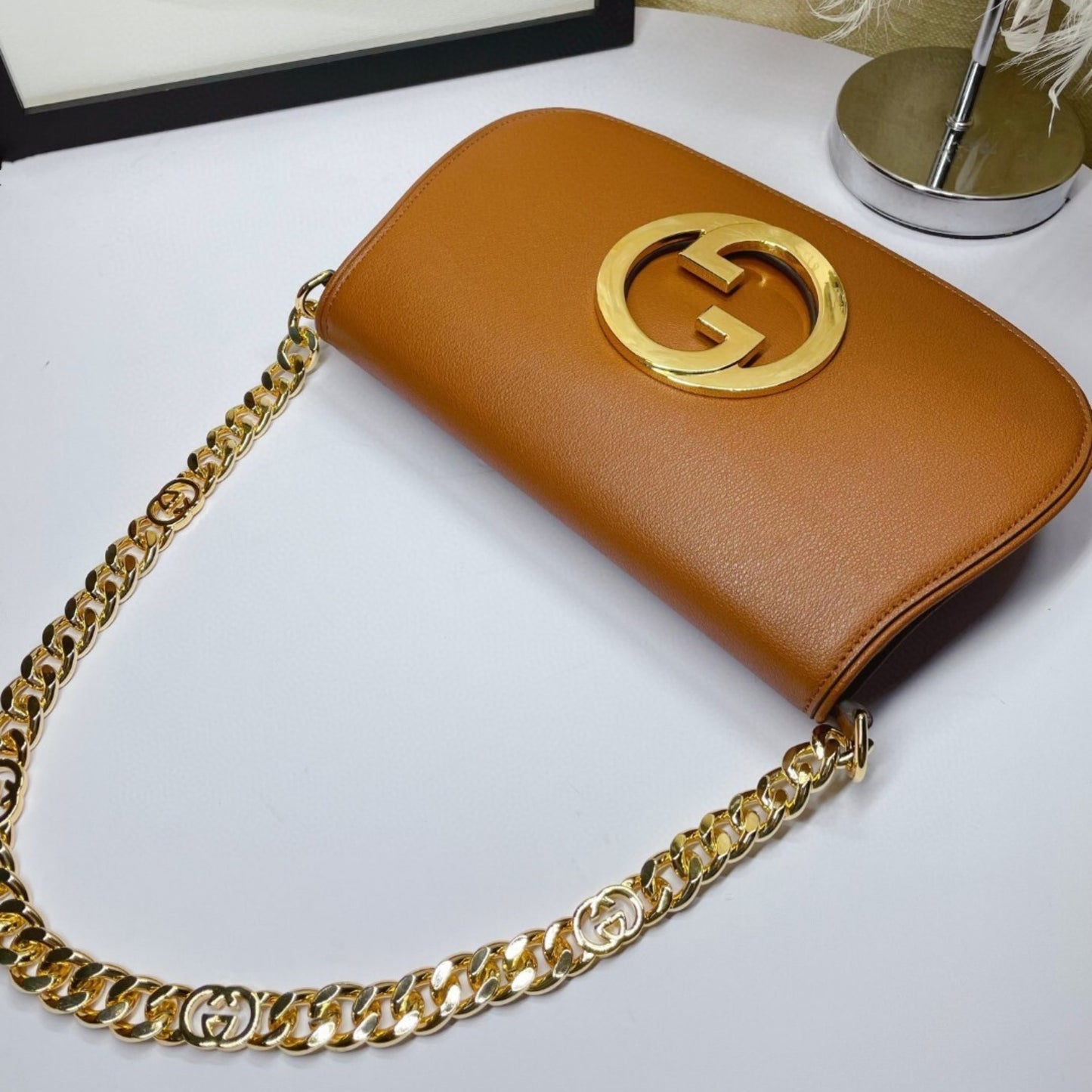 Bolsa GG Blondie Marrom logo dourado