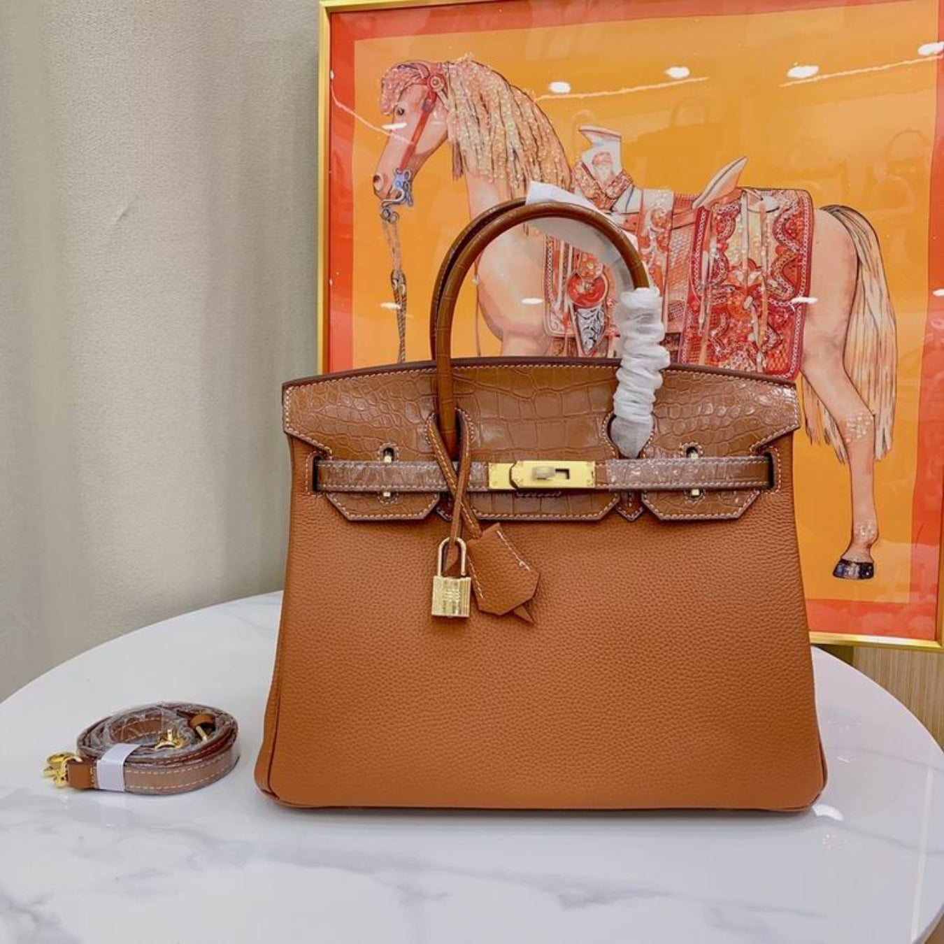 Bolsa HRMS Birkin Caramelo