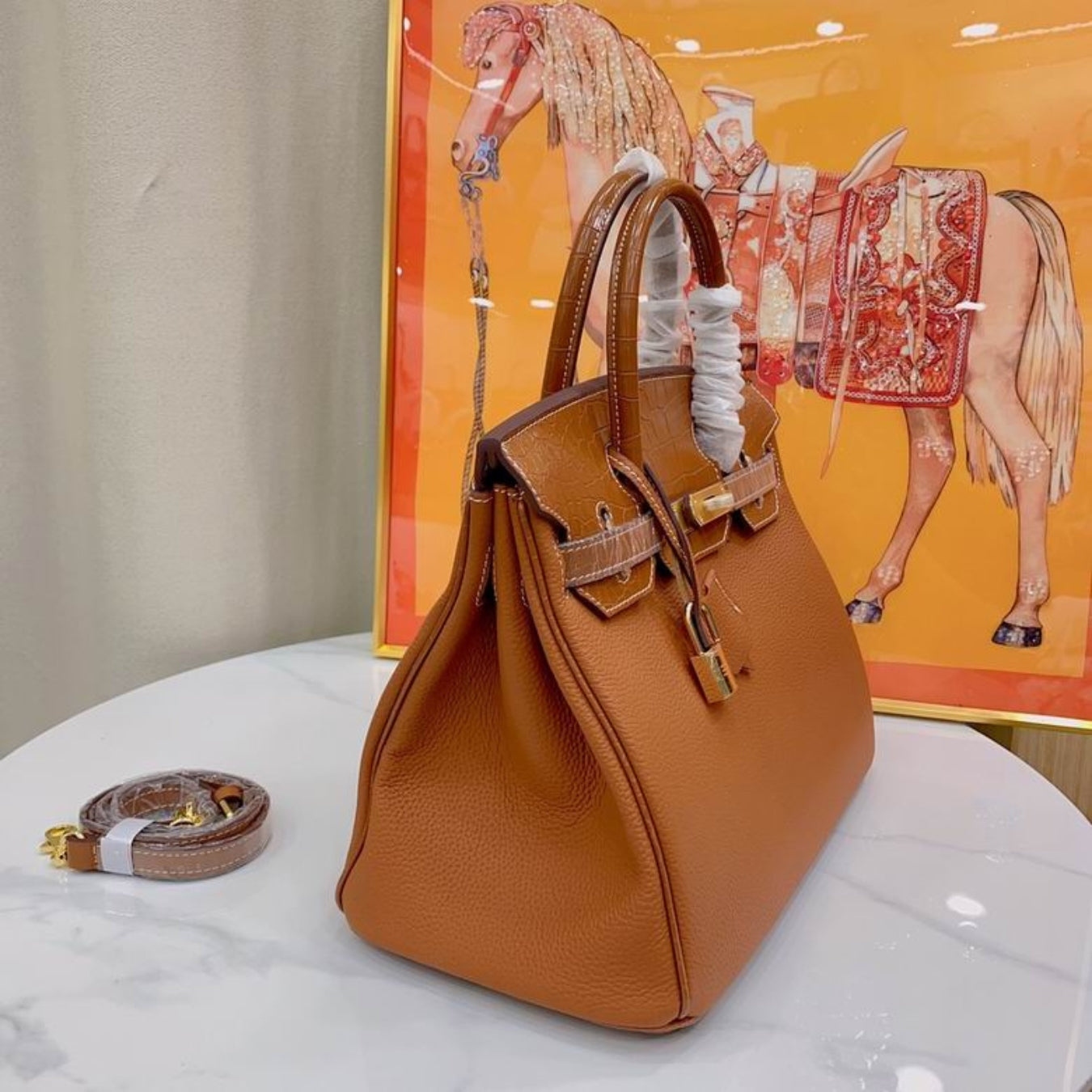 Bolsa HRMS Birkin Caramelo
