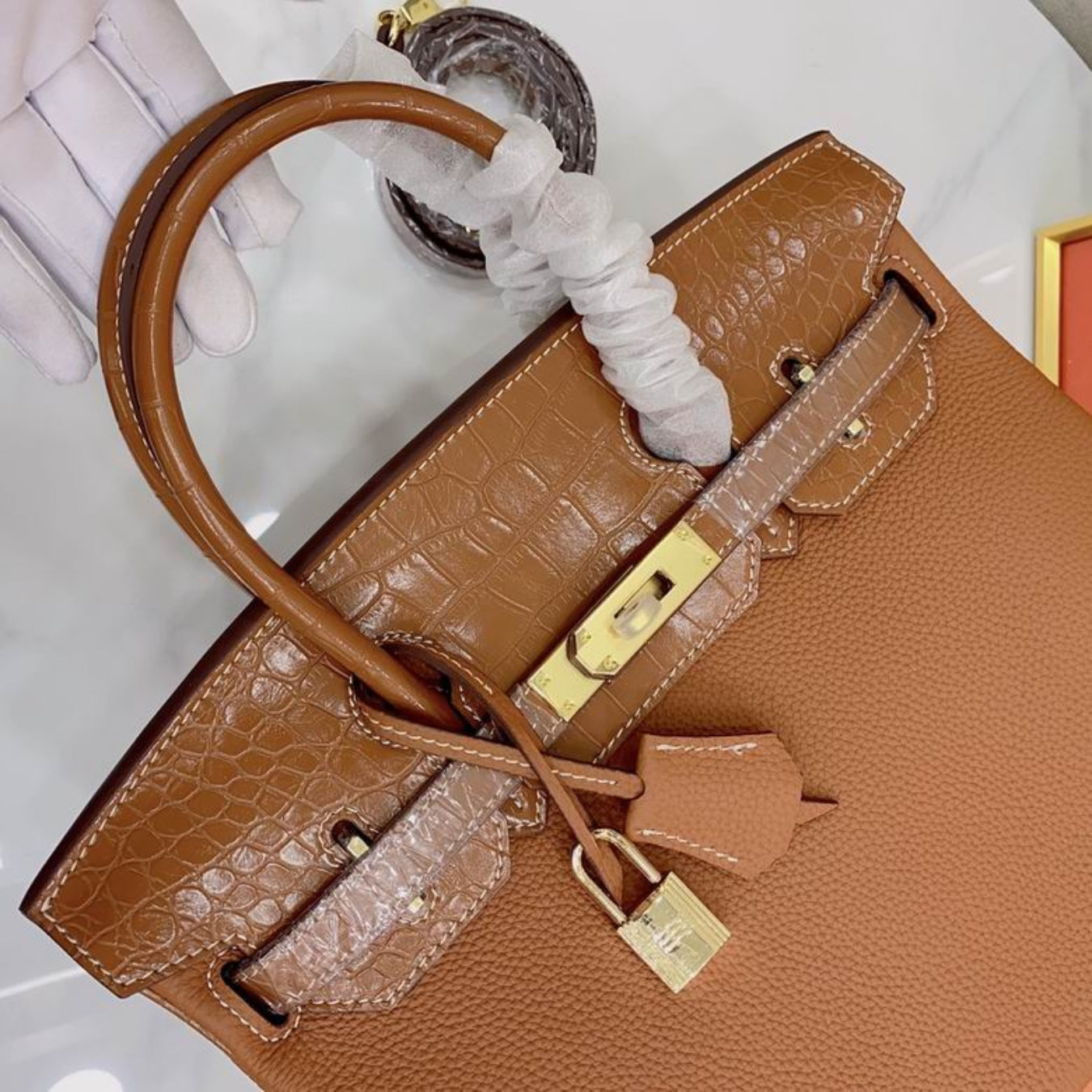 Bolsa HRMS Birkin Caramelo
