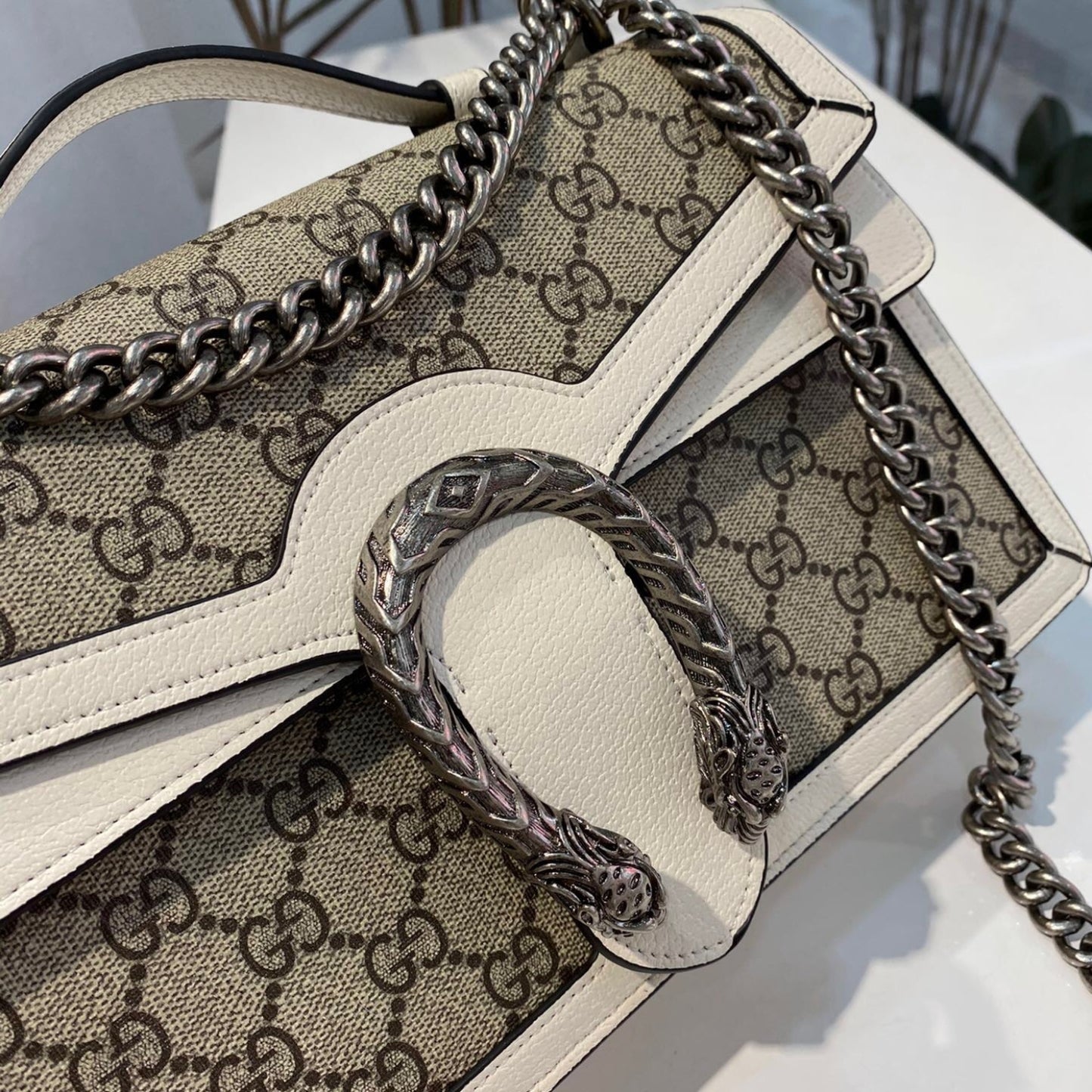 Bolsa GG Dionysus clara e canvas média 28cm