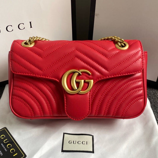 Bolsa GG Marmont Pequena Vermelha 26cm