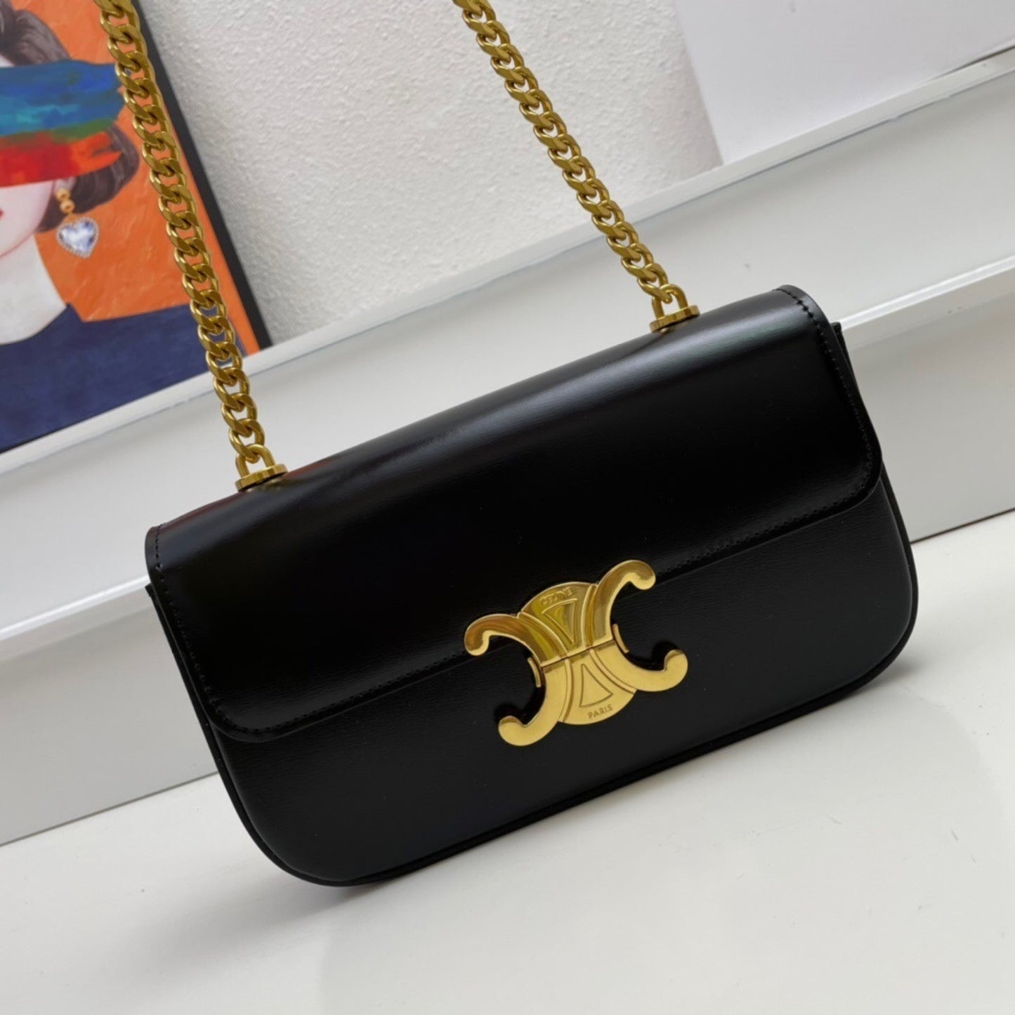 Bolsa CLNE Triomphe pequena Preto 20,5cm