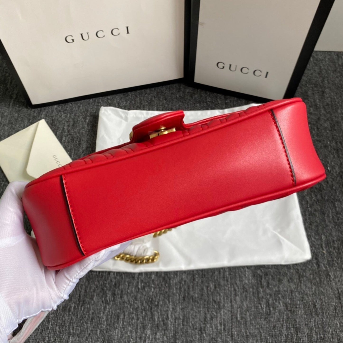 Bolsa GG Marmont Pequena Vermelha 26cm