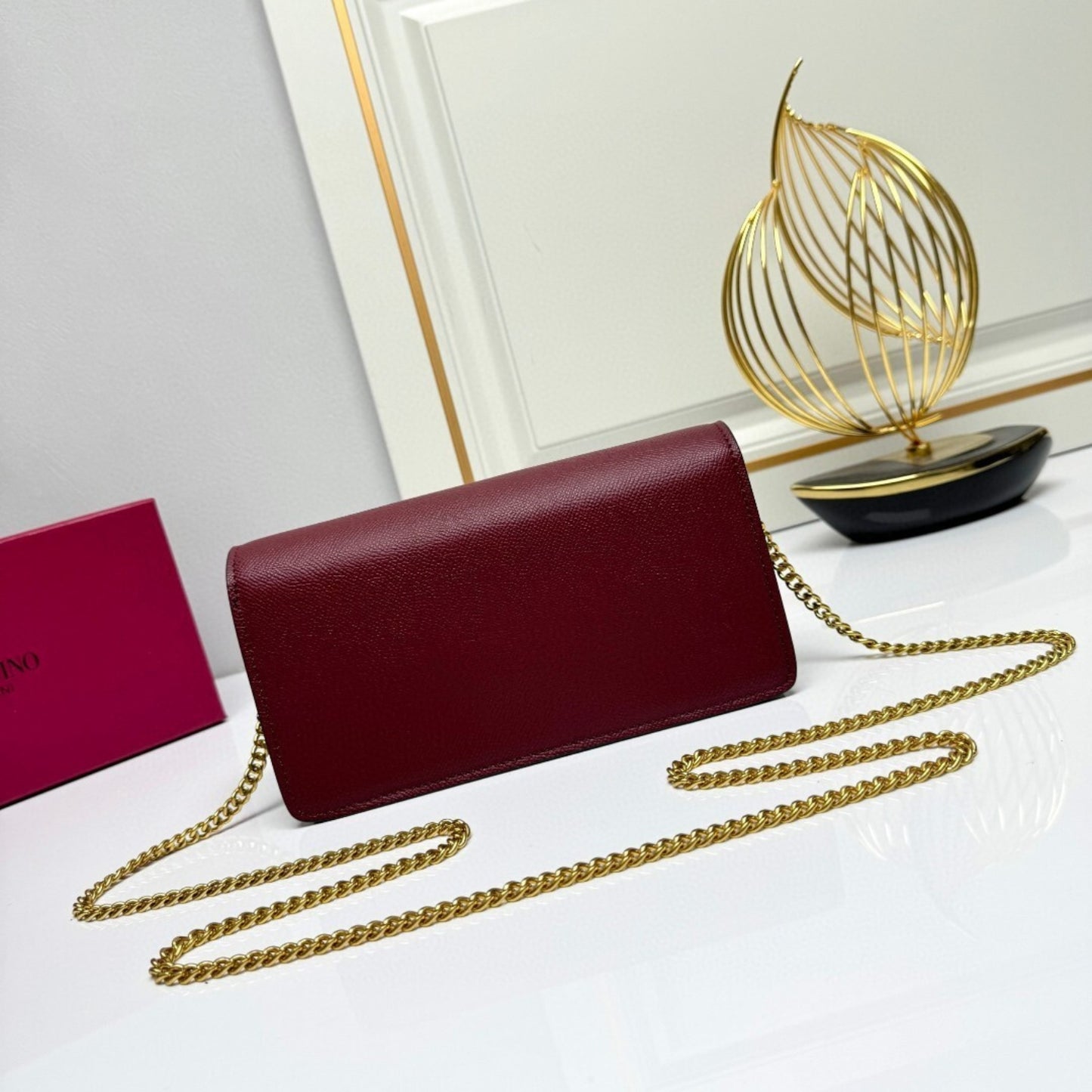 Bolsa VLTN VLogo Vermelho com dourado 22cm