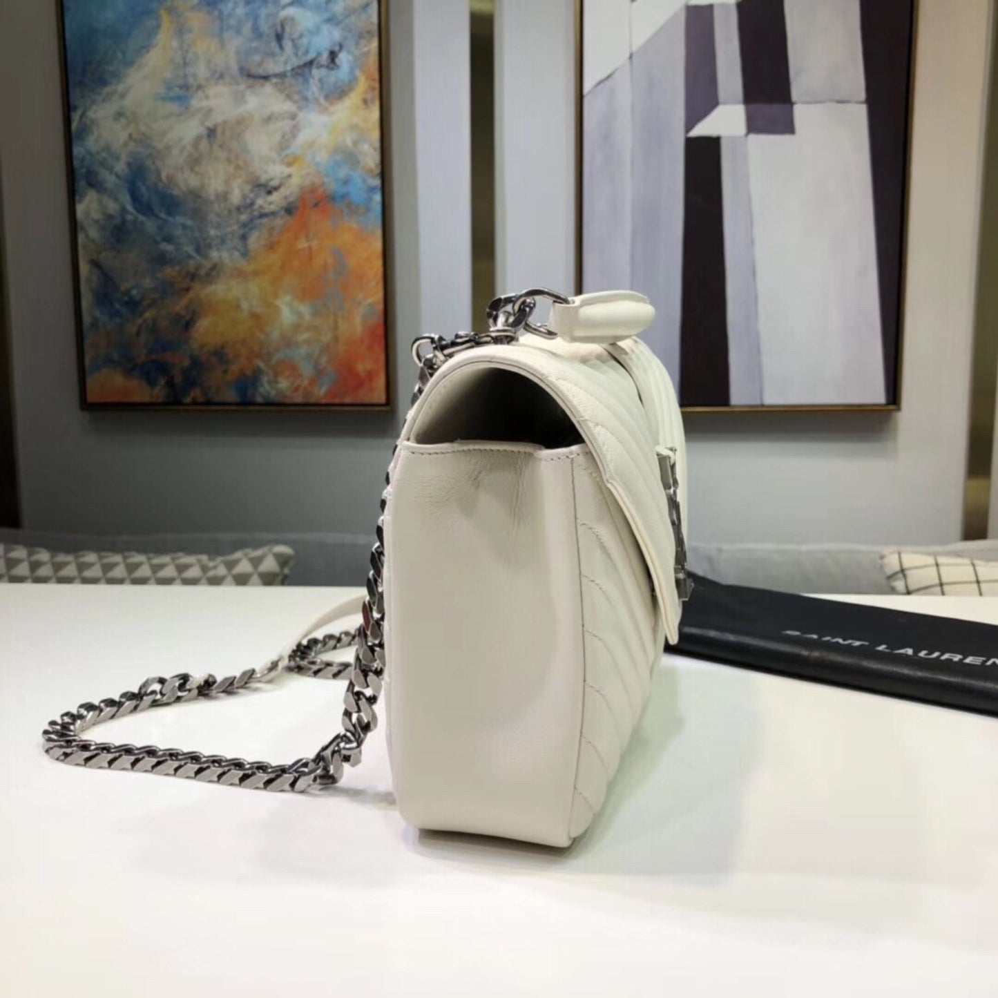 Bolsa YSL College Média Branca
